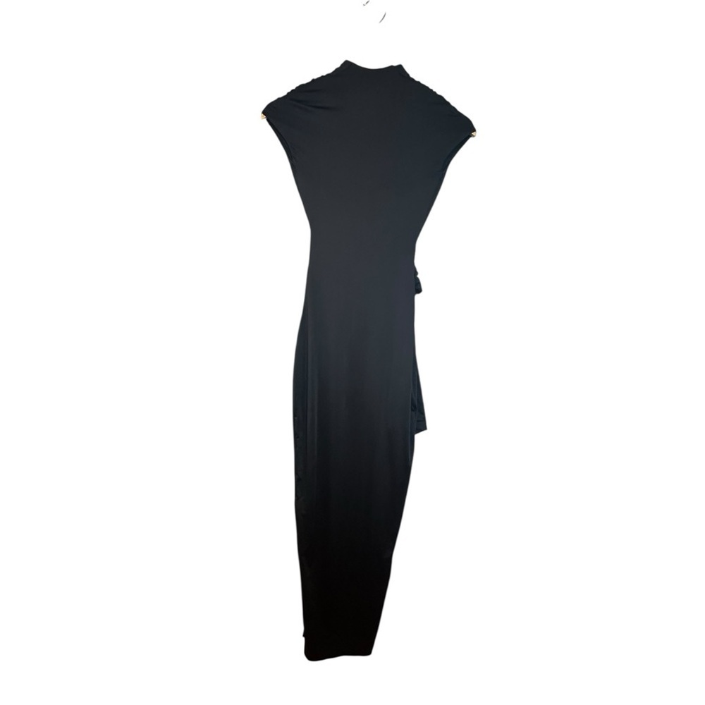 NWT Oh Polly Amalda Slinky Jersey Plunge Hardware Detail Maxi Dress in Black 0 - Picture 7 of 9